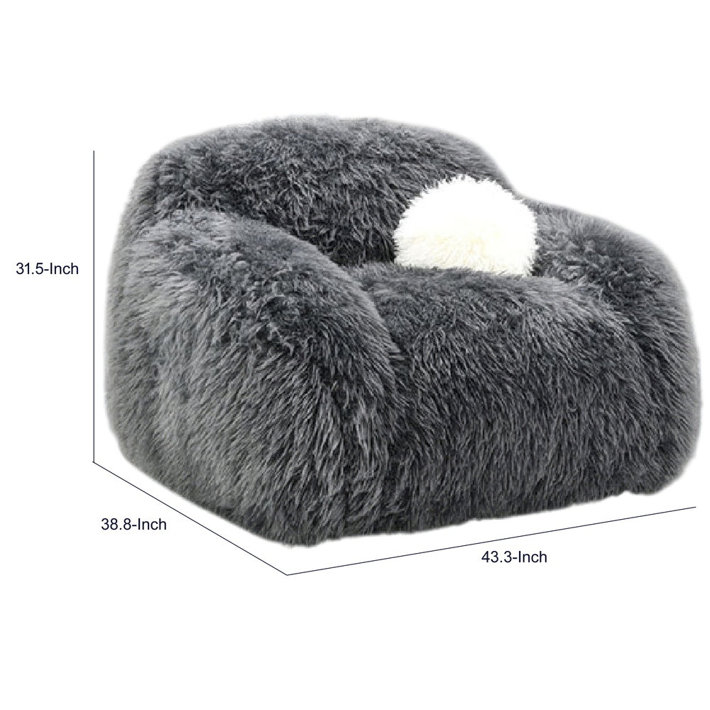 Dera Swivel Barrel Sofa Chair | White Pillow | Dark Gray Faux Fur
