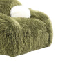 Dera Swivel Barrel Sofa Chair | White Pillow | Plush Green Faux Fur