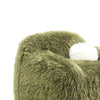 Dera Swivel Barrel Sofa Chair | White Pillow | Plush Green Faux Fur