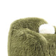 Dera Swivel Barrel Sofa Chair | White Pillow | Plush Green Faux Fur