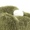 Dera Swivel Barrel Sofa Chair | White Pillow | Plush Green Faux Fur