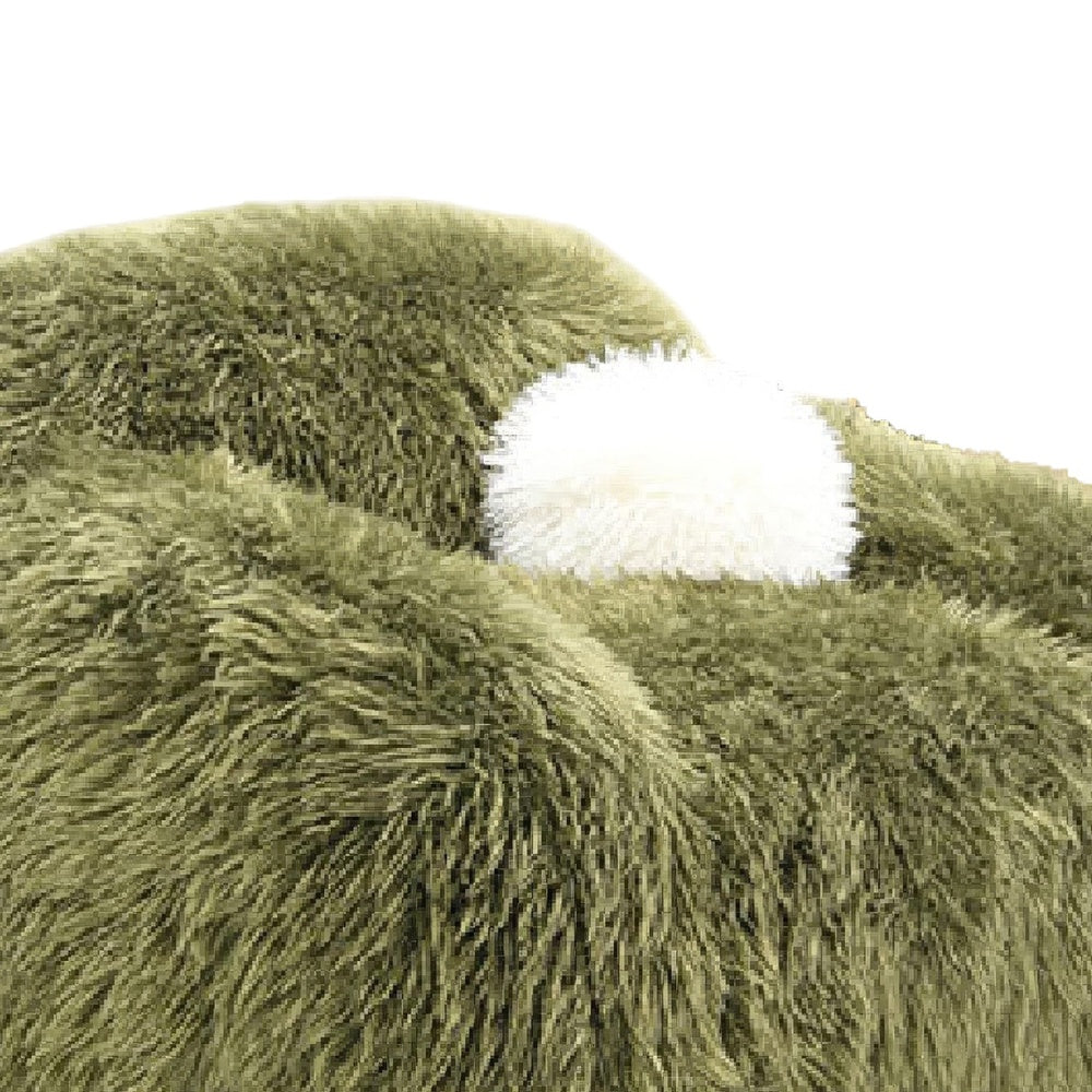 Dera Swivel Barrel Sofa Chair | White Pillow | Plush Green Faux Fur