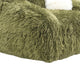 Dera Swivel Barrel Sofa Chair | White Pillow | Plush Green Faux Fur