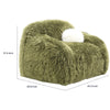 Dera Swivel Barrel Sofa Chair | White Pillow | Plush Green Faux Fur