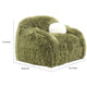 Dera Swivel Barrel Sofa Chair | White Pillow | Plush Green Faux Fur