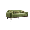 Dea Bench Sofa | 3 Faux Fur Accent Pillows | Olive Green Chenille | 84"