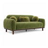 Dea Bench Sofa | 3 Faux Fur Accent Pillows | Olive Green Chenille | 84"