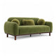 Dea Bench Sofa | 3 Faux Fur Accent Pillows | Olive Green Chenille | 84"