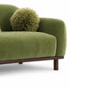 Dea Bench Sofa | 3 Faux Fur Accent Pillows | Olive Green Chenille | 84"