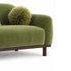 Dea Bench Sofa | 3 Faux Fur Accent Pillows | Olive Green Chenille | 84"