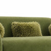 Dea Bench Sofa | 3 Faux Fur Accent Pillows | Olive Green Chenille | 84"