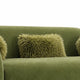 Dea Bench Sofa | 3 Faux Fur Accent Pillows | Olive Green Chenille | 84"