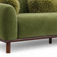 Dea Bench Sofa | 3 Faux Fur Accent Pillows | Olive Green Chenille | 84"