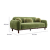 Dea Bench Sofa | 3 Faux Fur Accent Pillows | Olive Green Chenille | 84"