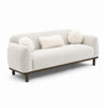 Dea Bench Sofa | 3 Faux Fur Accent Pillows | White Chenille | 84"
