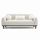 Dea Bench Sofa | 3 Faux Fur Accent Pillows | White Chenille | 84"