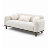 Dea Bench Sofa | 3 Faux Fur Accent Pillows | White Chenille | 84"
