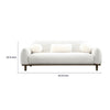 Dea Bench Sofa | 3 Faux Fur Accent Pillows | White Chenille | 84"