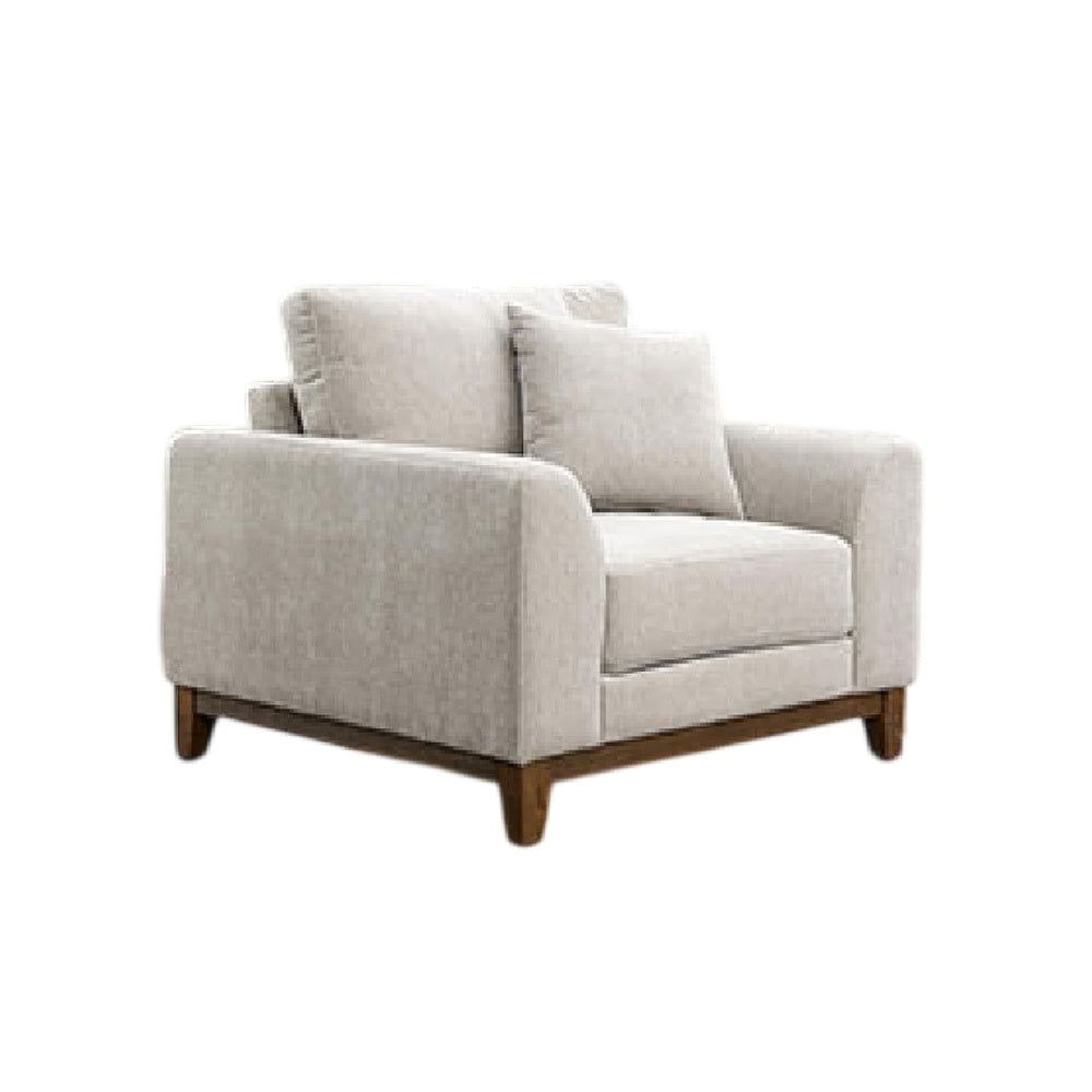 Wera Accent Sofa Chair with 1 Pillow | Light Gray Chenille | Brown Legs