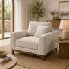 Wera Accent Sofa Chair with 1 Pillow | Light Gray Chenille | Brown Legs