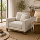 Wera Accent Sofa Chair with 1 Pillow | Light Gray Chenille | Brown Legs