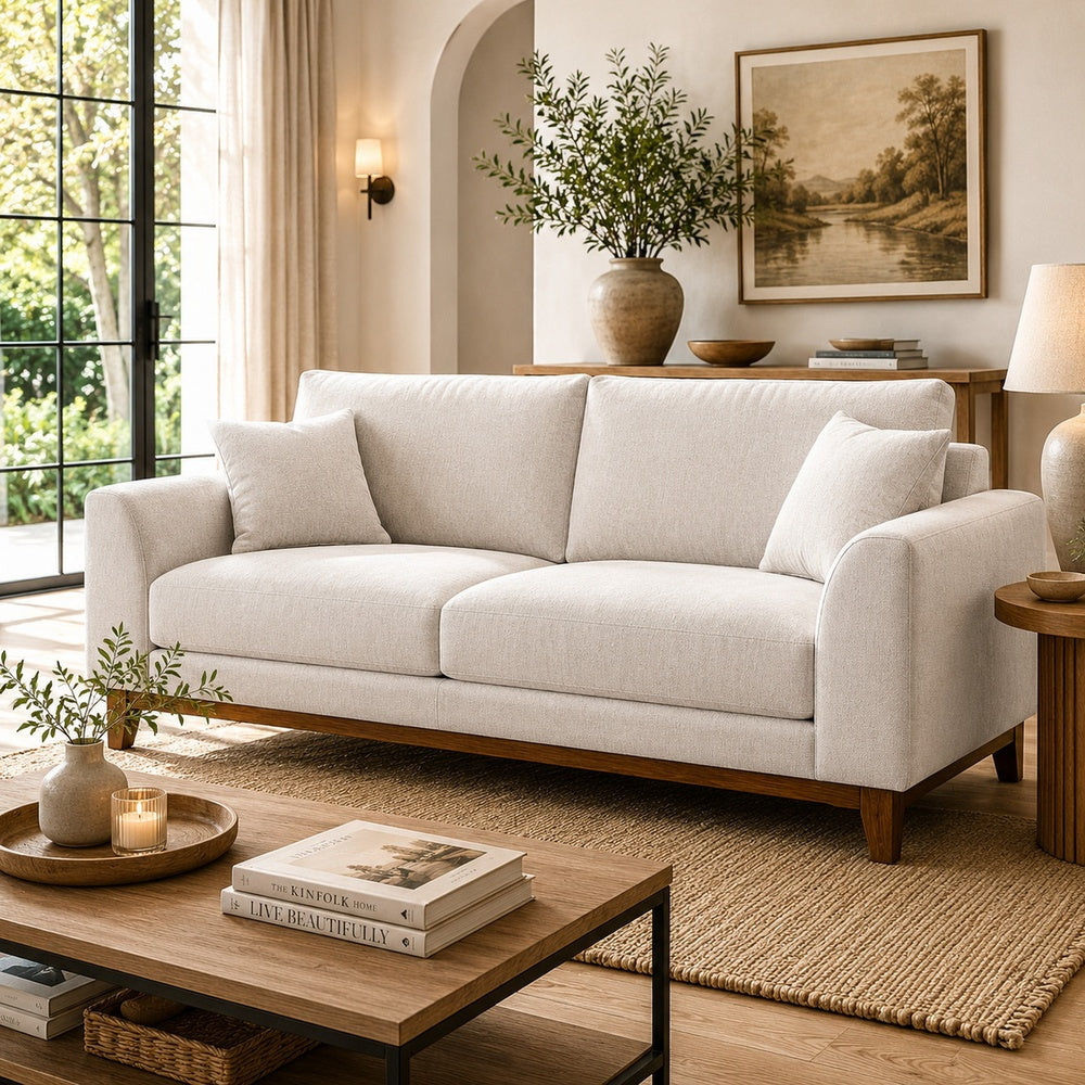 Wera Accent Sofa with 2 Pillows | Light Gray Chenille | 84"