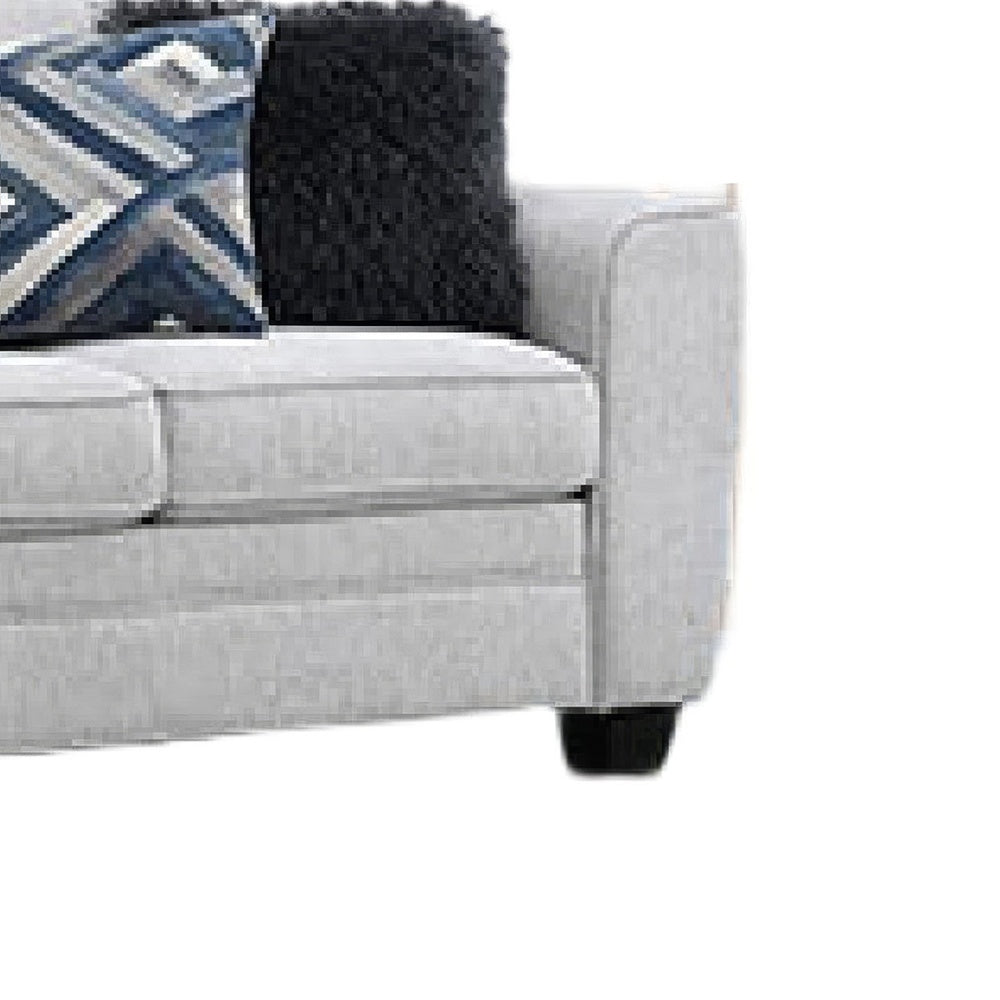 Eny Sofa | 4 Accent Pillows | Light Gray Chenille | Black Legs | 84"