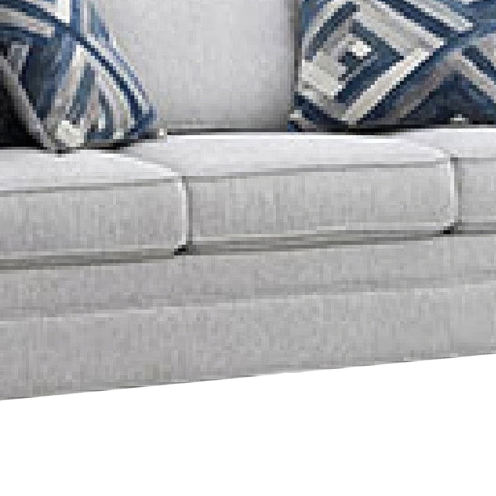 Eny Sofa | 4 Accent Pillows | Light Gray Chenille | Black Legs | 84"