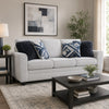 Eny Sofa | 4 Accent Pillows | Light Gray Chenille | Black Legs | 84"