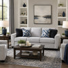 Eny Sofa | 4 Accent Pillows | Light Gray Chenille | Black Legs | 84"