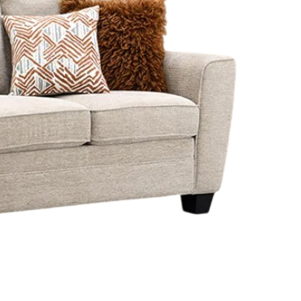 Eny Loveseat with 3 Pillows | Taupe Brown Chenille | Black Legs | 64"