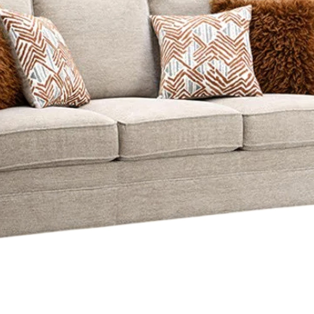 Eny Loveseat with 3 Pillows | Taupe Brown Chenille | Black Legs | 64"