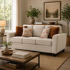 Eny Loveseat with 3 Pillows | Taupe Brown Chenille | Black Legs | 64"