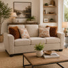 Eny Loveseat with 3 Pillows | Taupe Brown Chenille | Black Legs | 64"