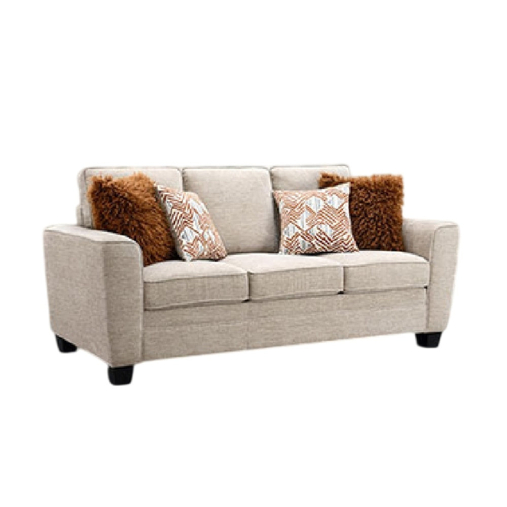 Eny Sofa with 4 Pillows | Taupe Brown Chenille | Black Legs | 84"