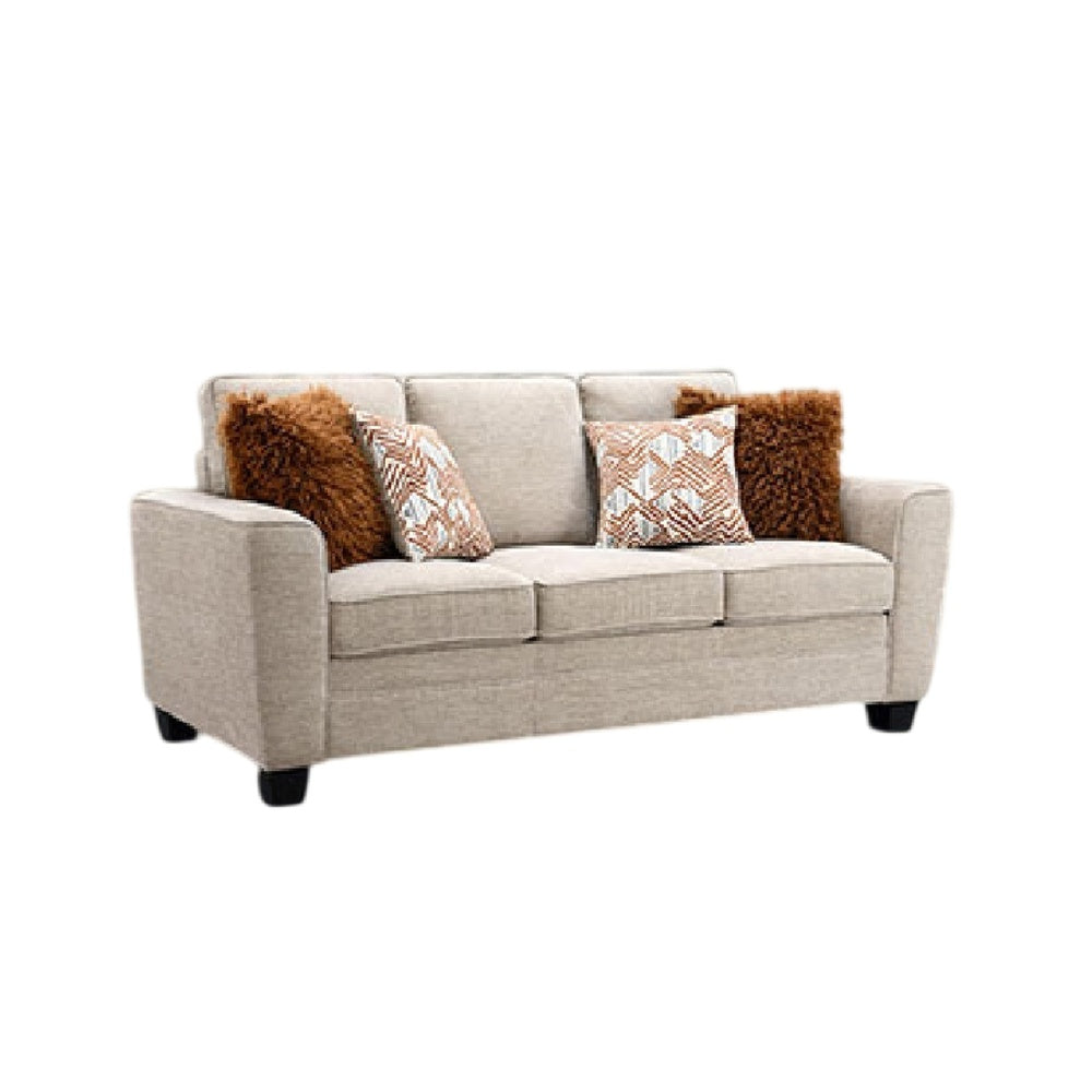 Eny Sofa with 4 Pillows | Taupe Brown Chenille | Black Legs | 84"