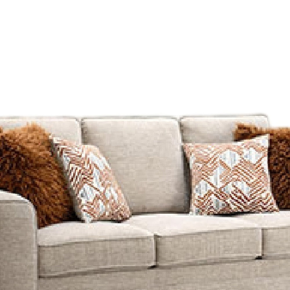 Eny Sofa with 4 Pillows | Taupe Brown Chenille | Black Legs | 84"