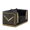 Dero Sofa Chair | Glam Black Velvet | Gold Zebra Print Panels