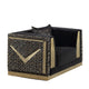 Dero Sofa Chair | Glam Black Velvet | Gold Zebra Print Panels