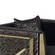 Dero Sofa Chair | Glam Black Velvet | Gold Zebra Print Panels