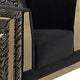 Dero Sofa Chair | Glam Black Velvet | Gold Zebra Print Panels