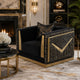 Dero Sofa Chair | Glam Black Velvet | Gold Zebra Print Panels