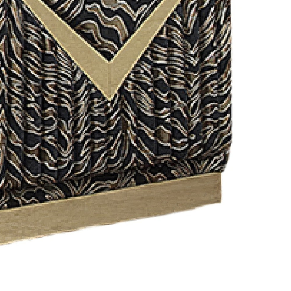 Dero Loveseat | 3 Pillows | Black Velvet | Gold Zebra Print Panels | 66"