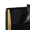 Dero Loveseat | 3 Pillows | Black Velvet | Gold Zebra Print Panels | 66"