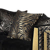Dero Loveseat | 3 Pillows | Black Velvet | Gold Zebra Print Panels | 66"