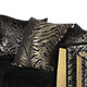 Dero Loveseat | 3 Pillows | Black Velvet | Gold Zebra Print Panels | 66"