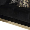 Dero Loveseat | 3 Pillows | Black Velvet | Gold Zebra Print Panels | 66"