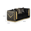 Dero Loveseat | 3 Pillows | Black Velvet | Gold Zebra Print Panels | 66"