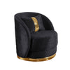 Vysa Swivel Accent Chair | 1 Pillow | Barrel Back | Gold Base | Black