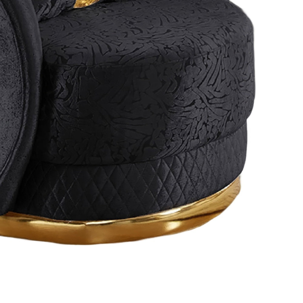 Vysa Swivel Accent Chair | 1 Pillow | Barrel Back | Gold Base | Black